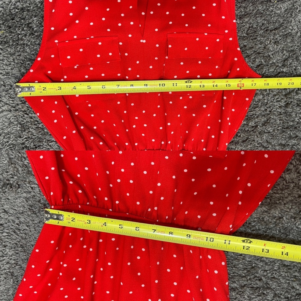 Monteau Los Angeles red polka dot sleeveless V-neck mini dress size M - Picture 16 of 16